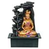 Golden Brown Polyresin Tabletop Lord Shiv 4 Step Indoor Water Fountain for Home Decor with LED,