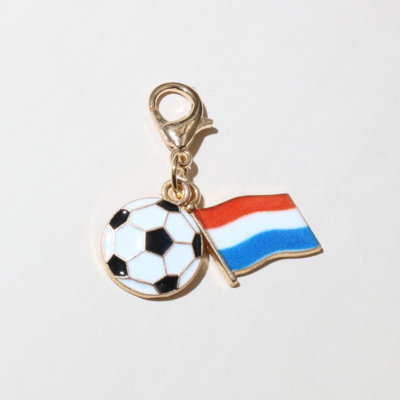 10Pcs DIY Enamel Football and Flag Charms Pendant with Lobter Clasp Craft Keychain Jewelry Making Accessories Findings