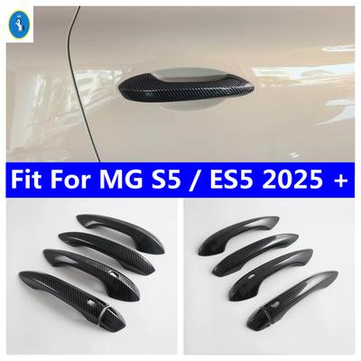 RHD / LHD Wygląd włókna węglowego Zewnętrzna klamka drzwi samochodu Gałka klamki Miseczka Osłona Wykończenie Dla MG S5 / ES5 2025 2026 Akcesoria zewnętrzne