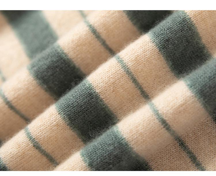 Women's Elegant Slim Fit Striped Cashmere Crew Neck Cardigan - 2026 Winter New Style, Chic Single-Breasted Top.