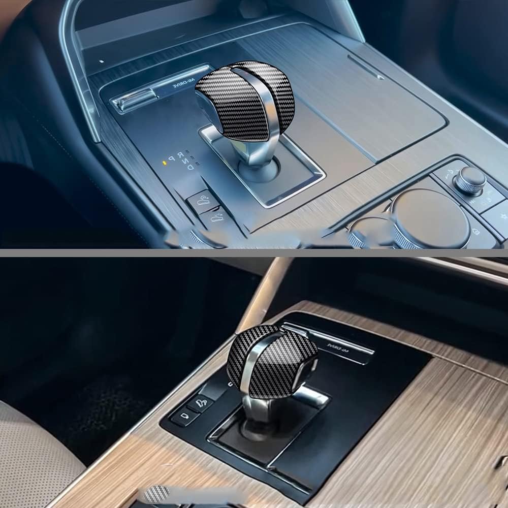 Car Gear Shift Knob Cover Automatic Transmission Lever Trim for Mazda CX-90 2024 Accessories, ABS Carbon Fiber Pattern Black (Carbon)