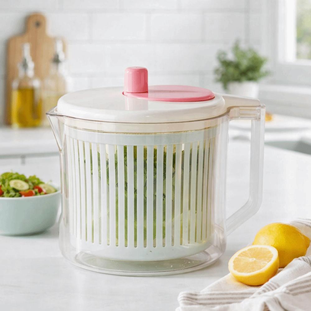 Drain and Spin Dryer Vegetable Dehydrator Plastic Fruit  Manual Spin Basket  Household Use