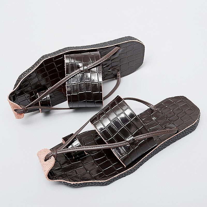 Fashion Summer New Men Gladiators Crocodile Pattern Genuine Leather Casual Shoes Breathable Beach Sandals Outdoor Slippers