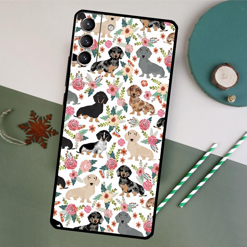 Cute Dachshund Dog Case For Samsung Galaxy S23 S22 S21 Ultra S20 FE S10 S9 Note 10 Plus Note 20 Ultra Cover