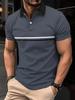 Europäisch Amerikanischer Stil Herren Sommer Polohemd Gestreiftes Sport T-Shirt Kurzarm Umlegekragen Top