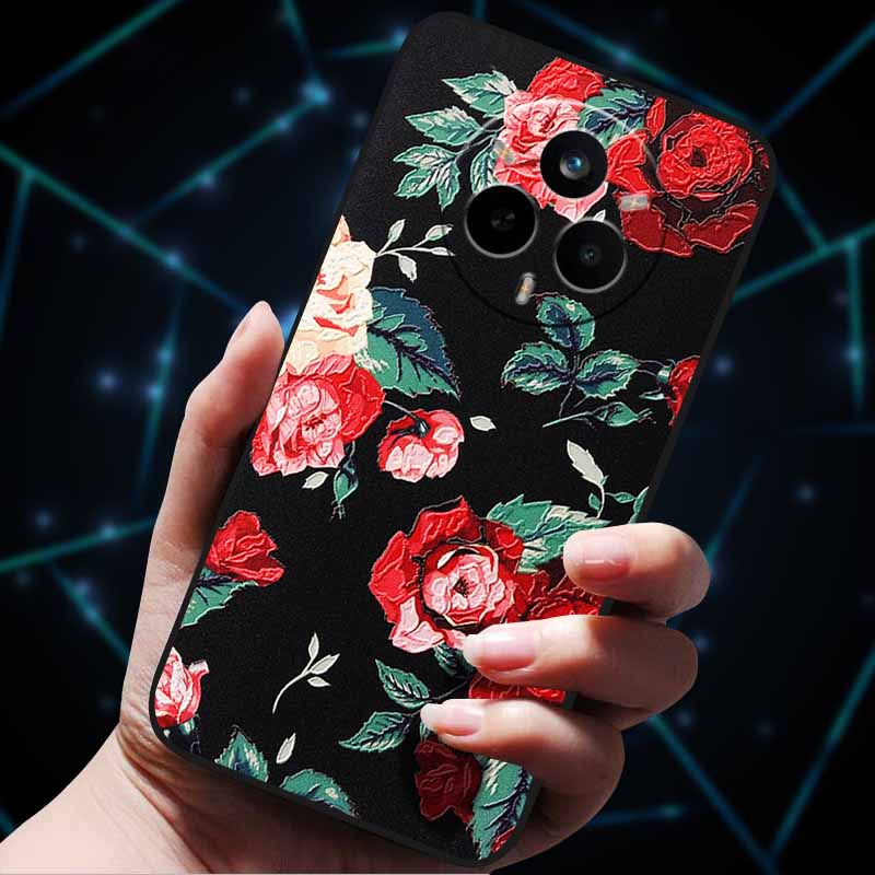 For Realme 14 Pro 5G Case 14Pro+ Soft Silicone Bumper 3D Flowers Emboss Phone Cases for Realme 14 Pro+ Plus Back Covers Shells