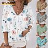 Blusas e Camisas Casuais de Manga Curta com Decote em V para Mulheres