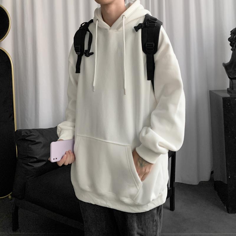 Solid Color Sweater Spring And Autumn Hong Kong Style Couple Hooded Jacket Loose Trend Student Autumn Clothes