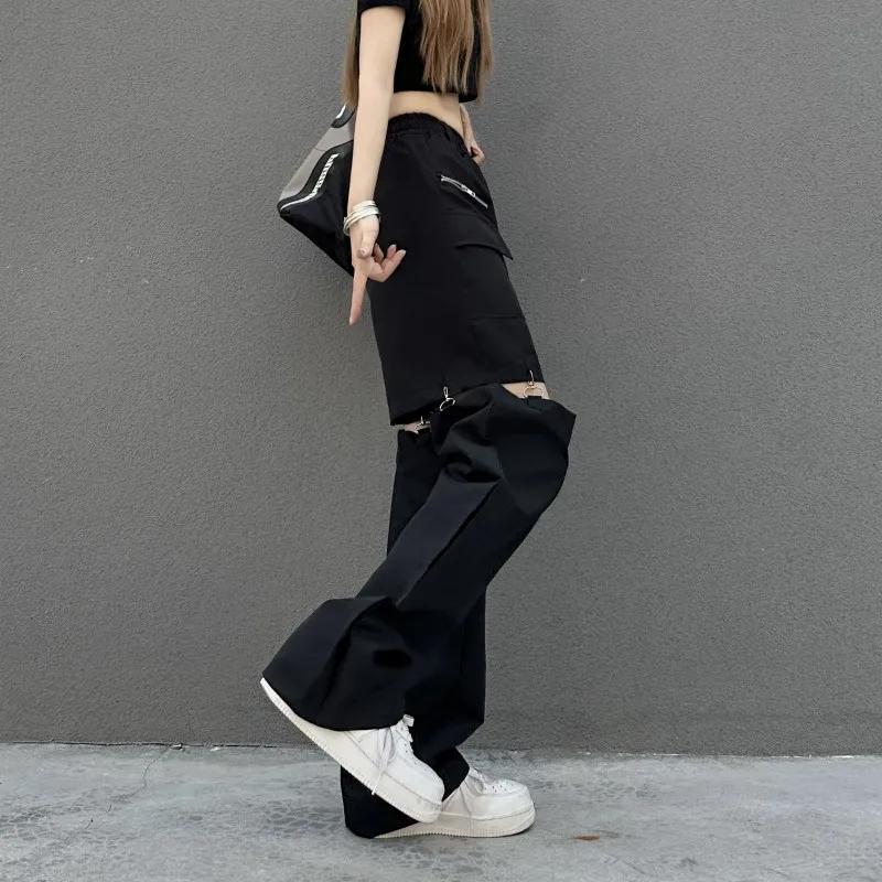 Odnímateľné nohavice Ženy Streetwear s vysokým pásom Sladké Cool Dievčatká Korejská móda Všestranné Ležérne Hip-hop Unisex jarné nohavice