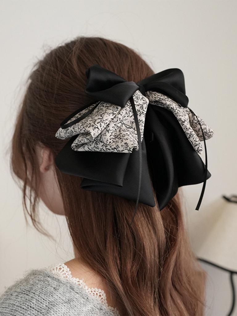 1PCS Black Large Bow Hair Claw Clips for Women Girls,Hair Barrette Clamps for Thick Thin Hair,Fashion Hair Accessories Styling
