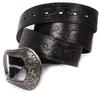 [Laquest] Laquest Leather Belt, Arabesque Pattern Embossed, Cowhide Leather, Men's Leather Belt (Black)