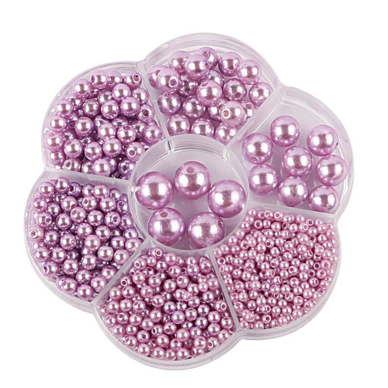 3/4/5/6/8/10/12mm Gemischte Box mit Löchern ABS Imitation Perle Meerjungfrauen-Illusions-Farbverlauf Kunststoffperle DIY-Material