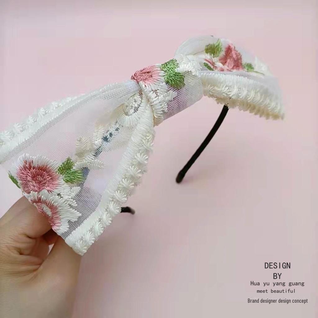 Embroidered Oversized Lace Bow Hairpin - Sweet Fairy Style