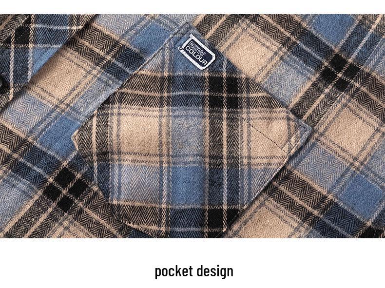 Men's Long Sleeve Plaid Shirt - Spring/Autumn Hong Kong Style Trendy Casual Jacket Top