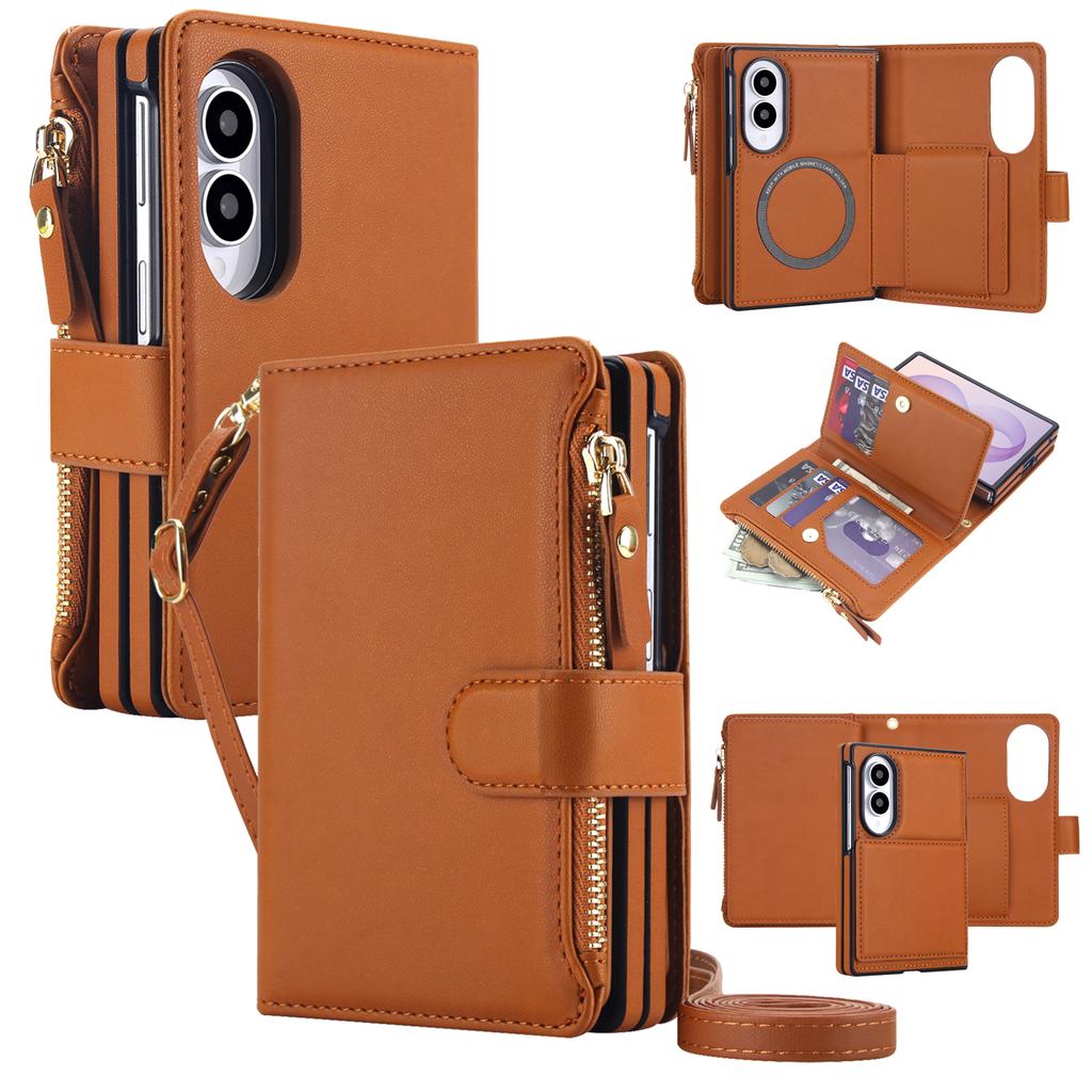 Crossbody Cards Solt Wallet Flip Leather Case for Samsung Galaxy Z Fold8 Fold 8 Wide Shockproof for Magsafe Book Stand Cover