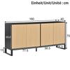 Credenza Mobile Porta Scarpe Scanalato Verticalmente 4 Ante a Battente Ripiani Regolabili in Altezza Struttura Nera Ingresso Sala da Pranzo Soggiorno Mobile Contenitore