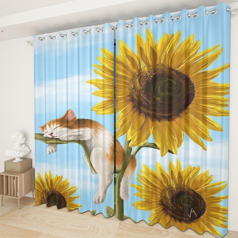 Sunflower Curtain Cloth Bedroom Living Room Balcony Blackout Curtain Office Hotel Insulation Curtain