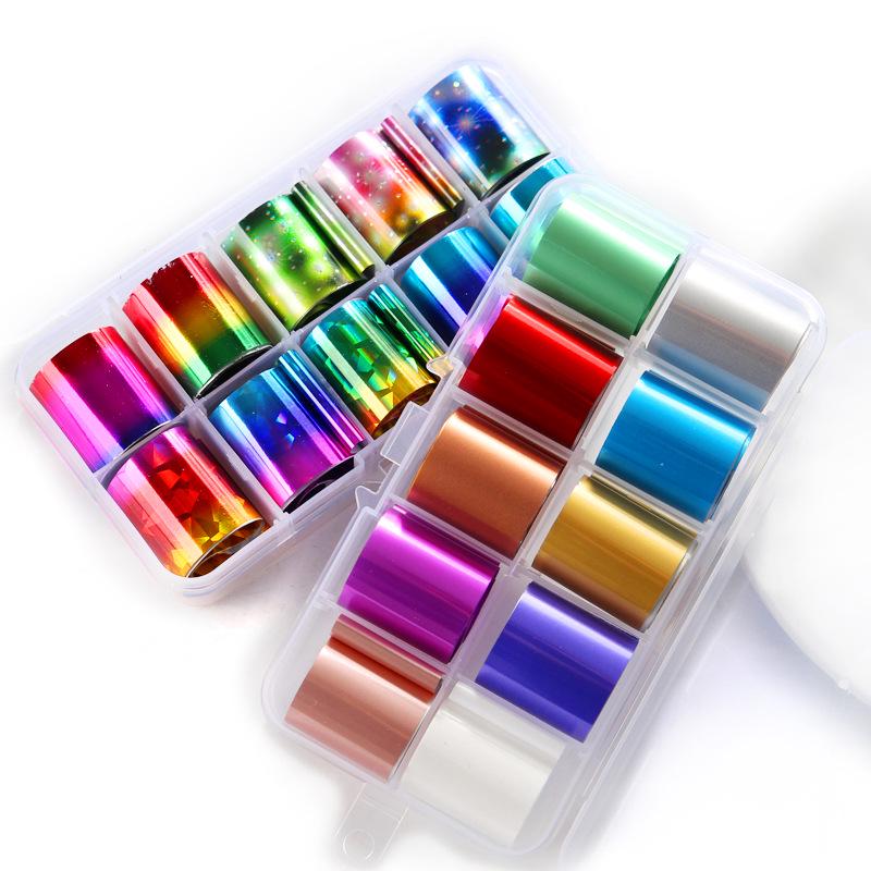 10 Roll/Set Nail Star StickerTransfer Paper Laser Star Paper Starry Sky Transparent Nail Foils