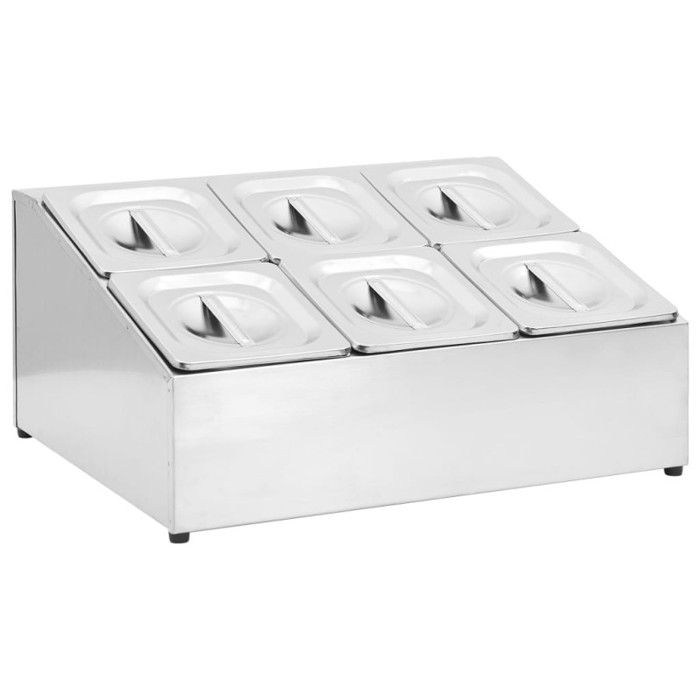 Récipient Gastronorm - vidaXL - GN 1/6 - Acier Inoxydable - 6 Bacs - Couvercles Inclus