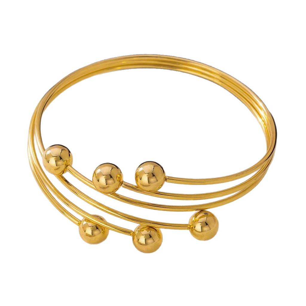 Metal Personality Gothic Exquisite Upper Arm Bracelet Opening Adjustable Multi-layer Ball Arm Ring Design Female