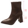 Mode Mode Spitz Zehen Knöchel Stiefel Für Frauen Dicke Absätze Herbst Winter Schuhe Reißverschluss Damen Botas Mujes