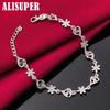 925 Sterling Silver Fashion Crystal Romantic Heart Flower Bracelet Jewelry