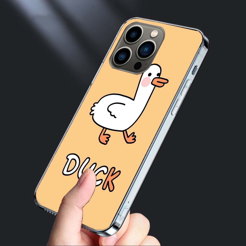 Cute Cartoon Duck Phone Case For Iphone 16E 15 Pro 14 Plus 17E 16 17 Pro Max Air 11 12 13 Mini Shockproof Capa Cute Cover TPU