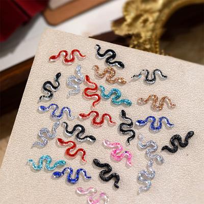 50Pcs Mixed Nail Snake Decorations Ornament Flash Nail Charm Simulation Resin Accessories Diy Manicure Decorations