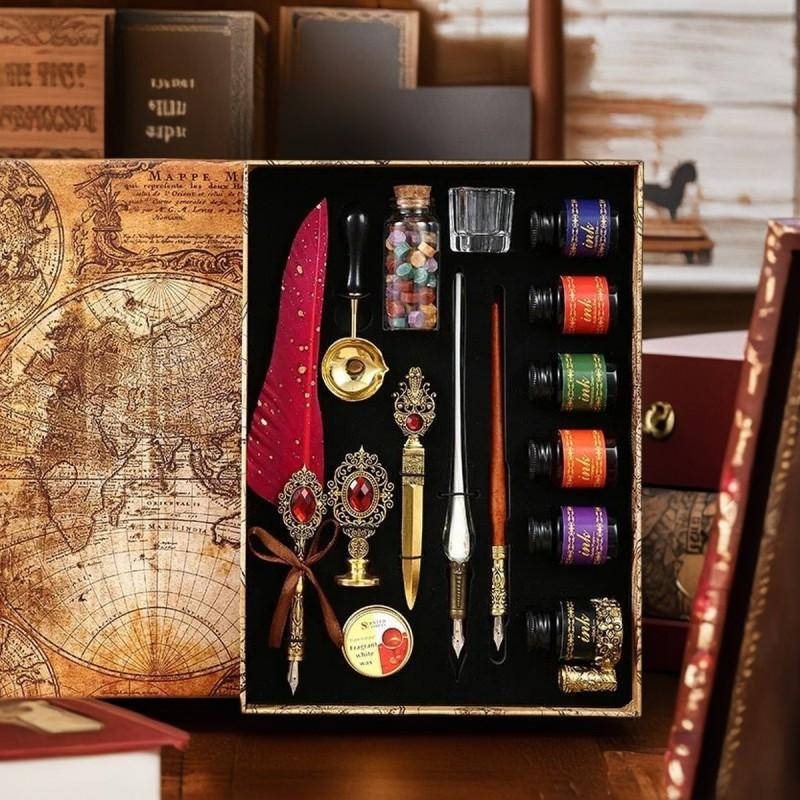 Feather Pen Magic Academy Dip Set With Wax Seal Kit Calligraphy Gift