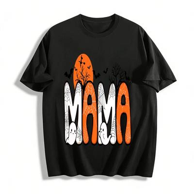 Halloween Themed MAMA Print Casual Top Pure Cotton T-shirt