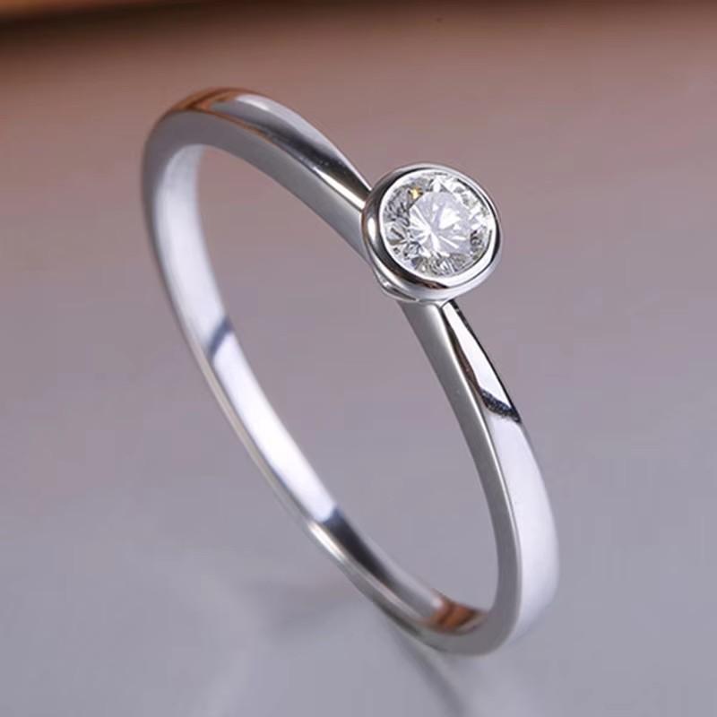 Huitan Eternity Engagement Wedding Rings Female Minimalist Fashion Jewelry for Lady Versatile Dainty Cubic Zirconia Accessories