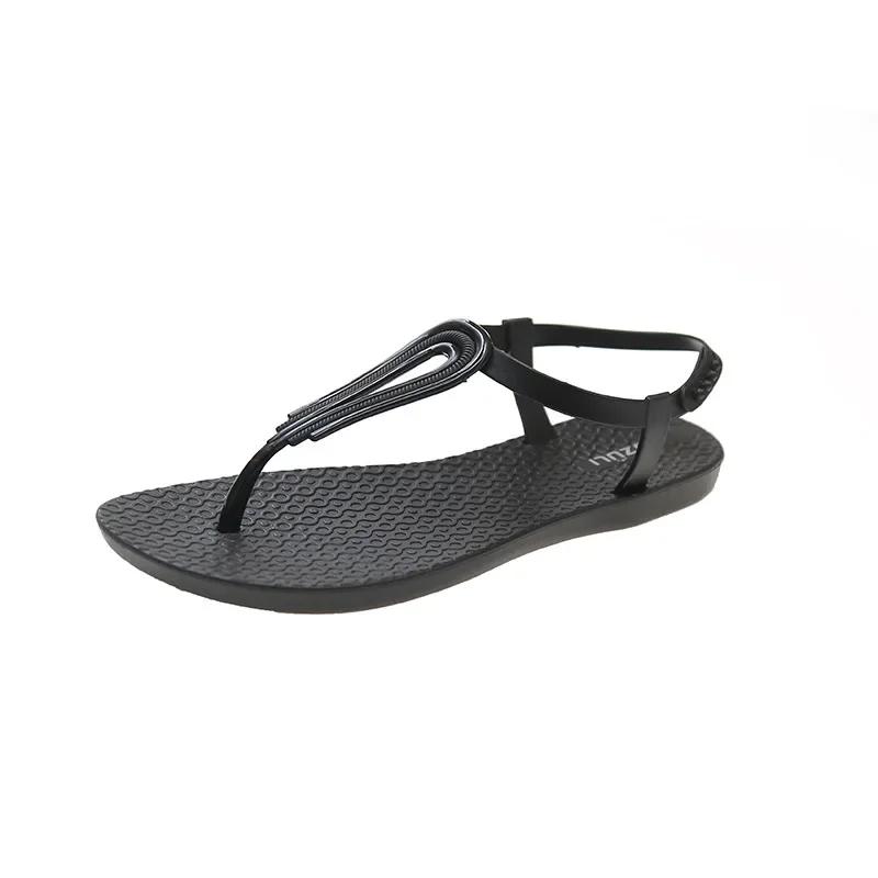 2024 Summer New Women Casual Strap Sandals Roman Fashion Flat Sandals Non-slip Beach Sandals Women Ladies Shoes Solid Flip Flops