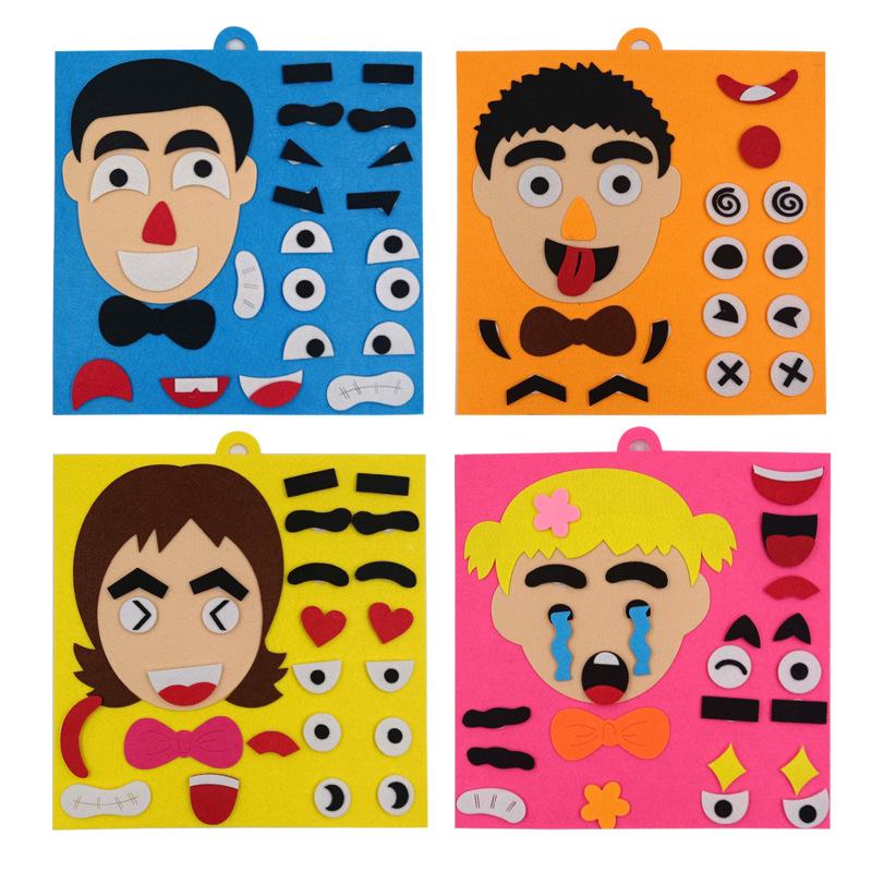 Kids' Expression Puzzle Felt Kit: Educational Facial Feature Stickers