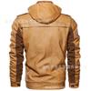 New product men's jacket European and American wash faded fleece thickened hooded pu leather jacket trendy large size