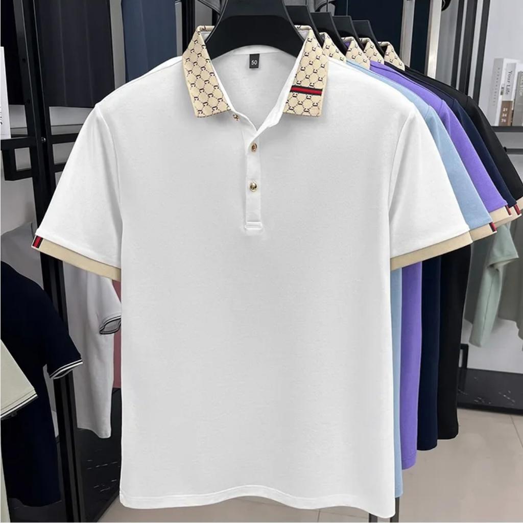 STORN High Quality Men's Short Sleeve Polo Shirt Light Luxury Business Style Comfort Casual Patchwork Neckline Fashion T-shirt