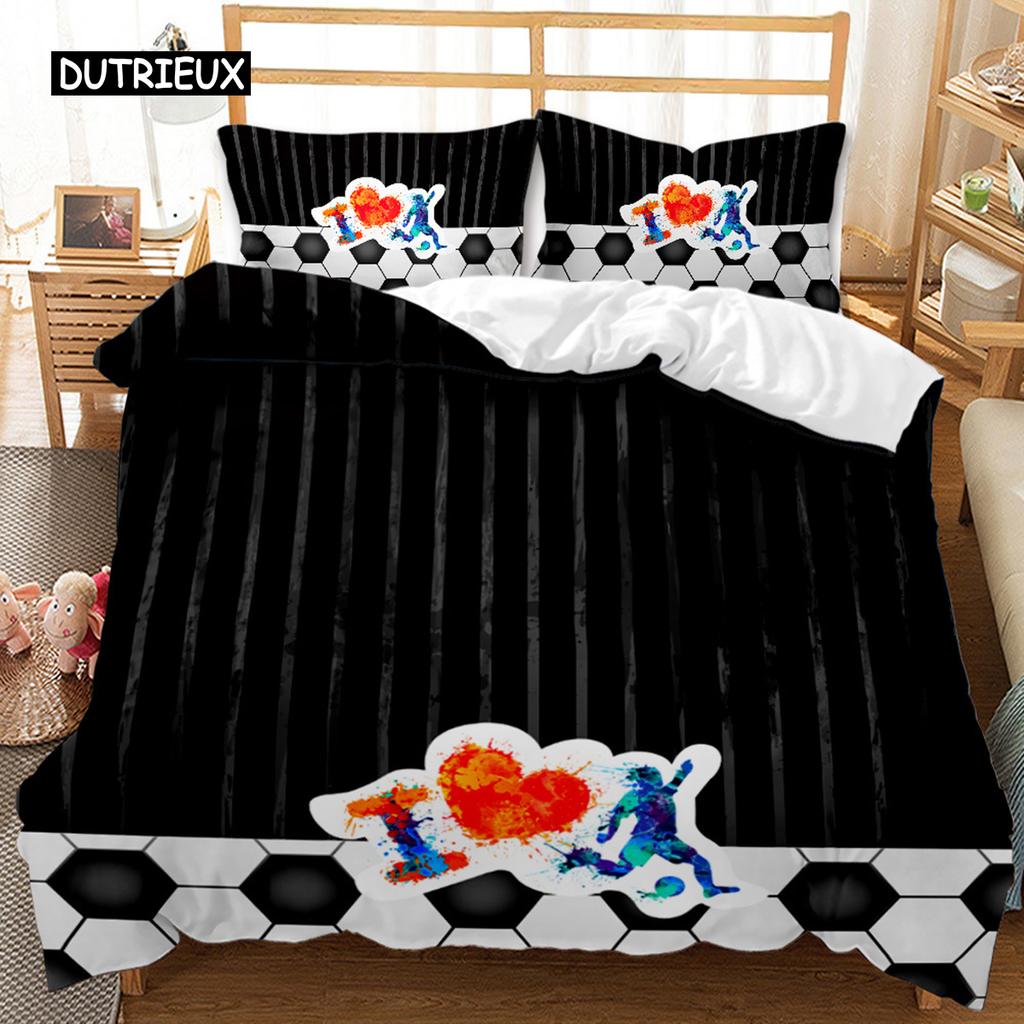 Zestaw Poszwy na Kołdrę z Motywem Piłek Zestaw Pościeli Rozmiar King Koszykówka Futbol Piłka Nożna Baseball Poliestrowa Poszwa na Kołdrę dla Dzieci Nastolatków