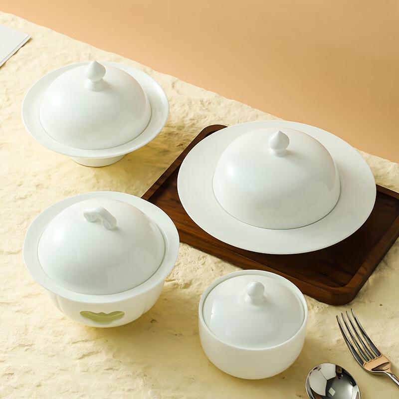 Elegant White Ceramic Stew Bowl with Lid