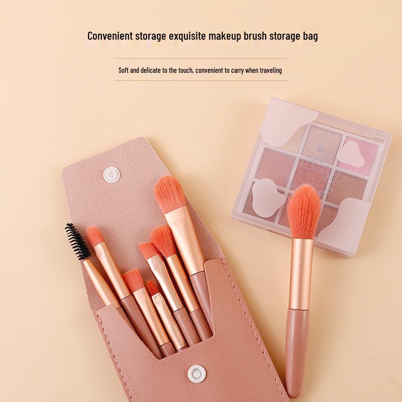 

8-Piece Mini Makeup Brush Set: Soft Bristle Eyeshadow, Powder, & Blush Brushes