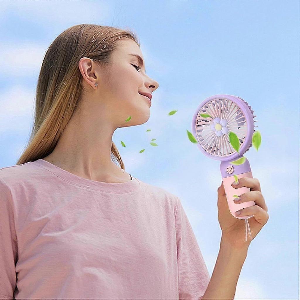 Personal Pocket Fan Portable Rechargeable Fan Small Cooling Fan Battery Operated Handheld Fan with Little Flower for Girls Boys Women Men 15*7.8*5.3c