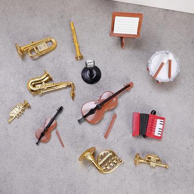 1 Set Home Decor Toy 1:12 Dollhouse Miniature Accordion Sax Classical Musical Instrument Model Ornament Doll House Accessories