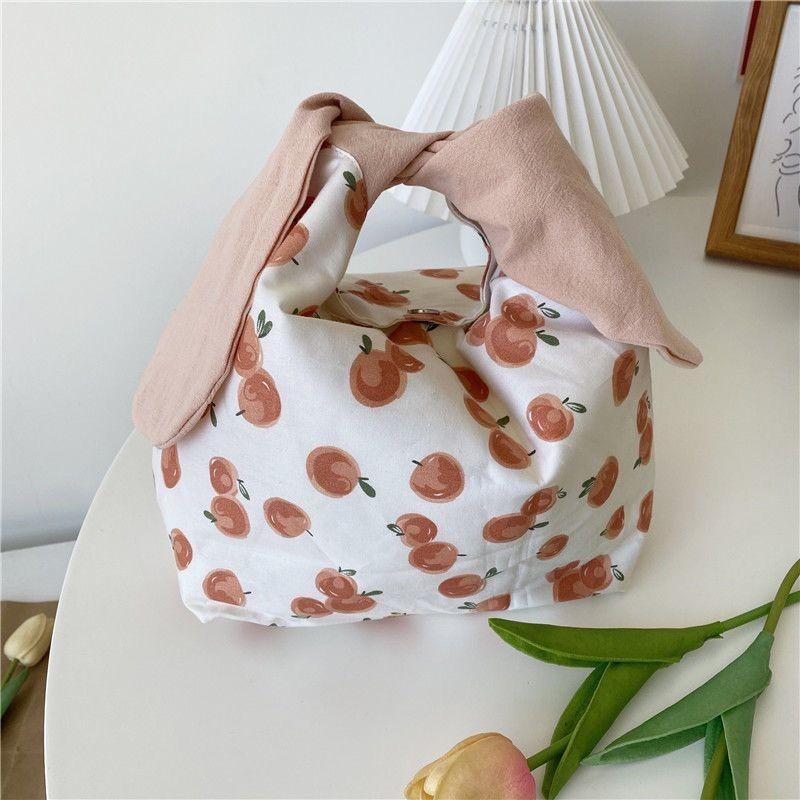 

Fashionable Canvas Practical Lunch Bag Korean Style Lunch Box Tote Thickened Orange