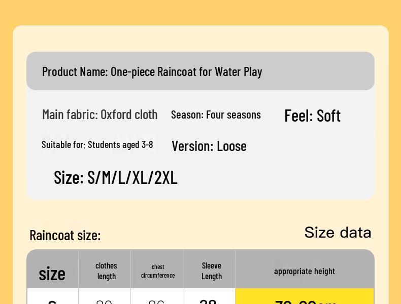 Impermeable de una pieza impermeable para niños