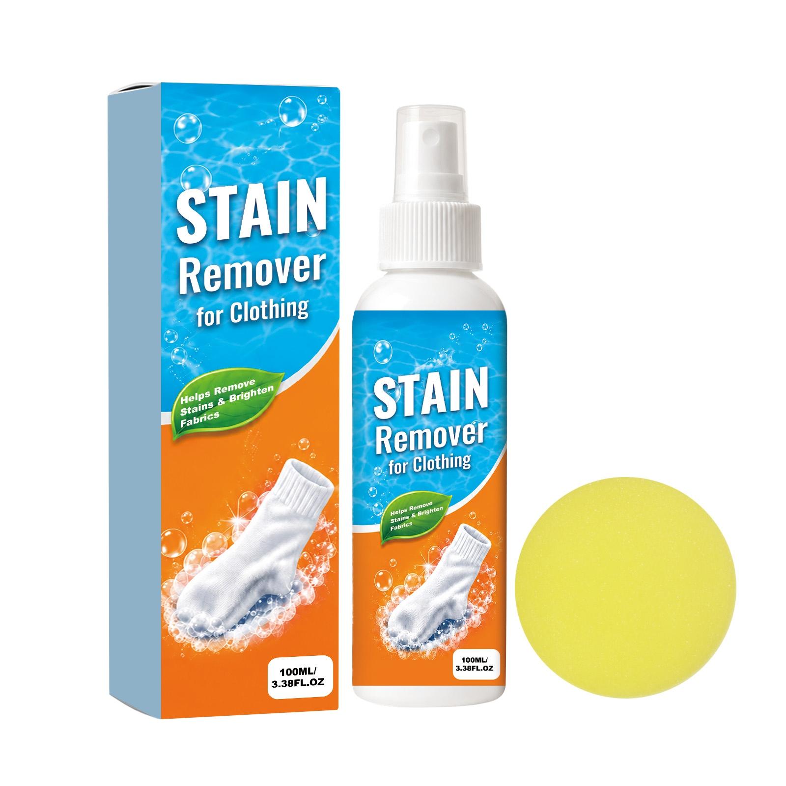 Пятновыводитель для одежды, спрей 100 мл. Эффективен против масляных пятен, пятен от кофе, пищевых пятен. Очиститель для ткани, спрей с аппликатором-губкой. One Size белый