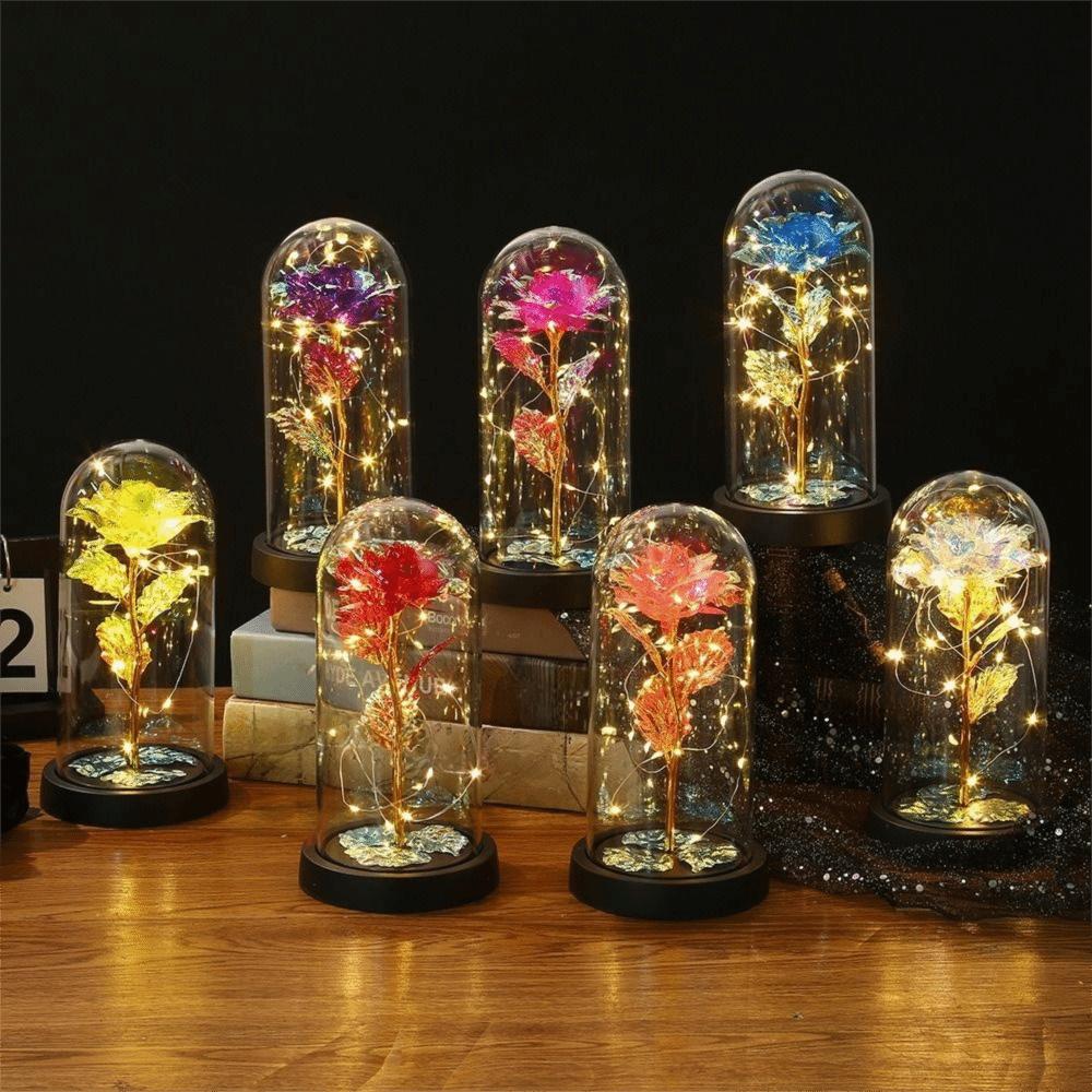 Creative Romantic Artificial Rose Light Realistic Luminous Eternal Rose Lamp Decorative LED Flower Light Valentine's Day
