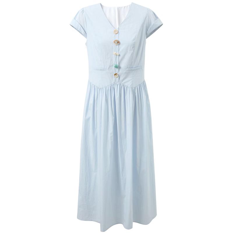 Sancai 2026 Summer V-Neck A-Line Long Dress