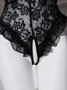 Ultra Sexy Crotchless Black Lingerie Women Lace Hollow Bodysuit Erotic Pajamas Teddy Babydoll Dress Deep V Open Bra Underwear
