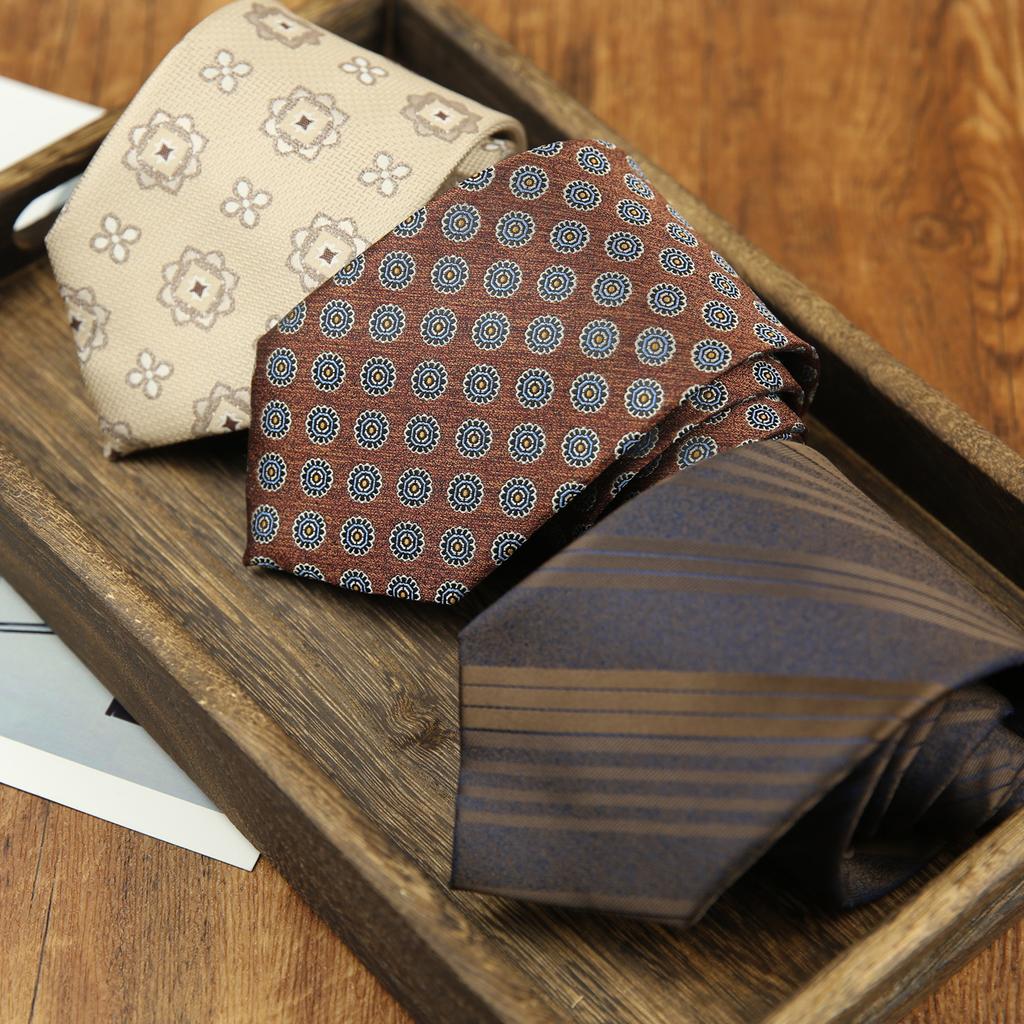 Tie Men'S Dress Business British Casual Retro Coffee Color Yellow Stripes Hand Hit Groom Wedding Trend