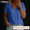 JPNTKY Women's Fashion Casual V-Neck Short Sleeve Blouses & Shirts
