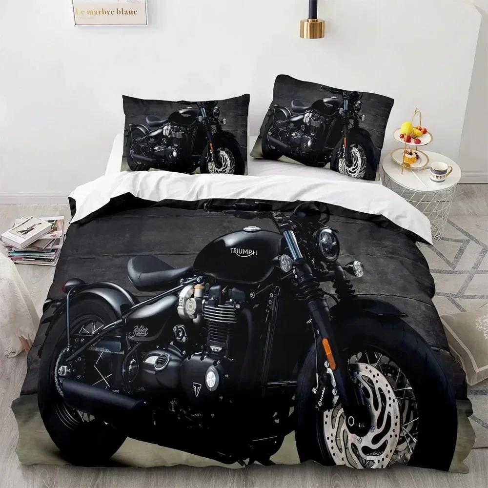 Top 3D Print Motorcycle Bedding Set Boys Girls Twin Queen King Size Duvet Cover Pillowcase Bed For boys Adult Home Textileextile