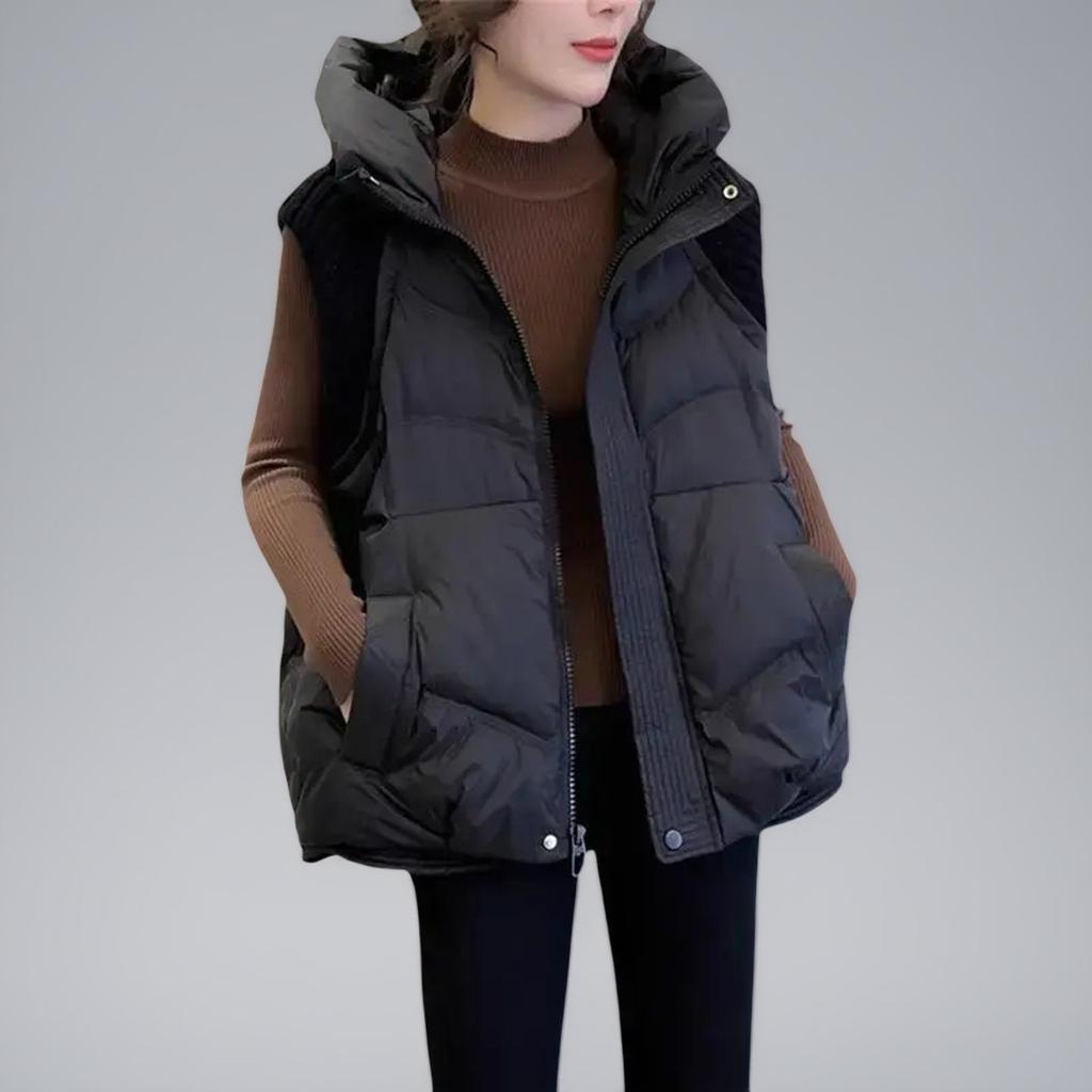 European large-size women's cotton vest Korean version loose and versatile splicing design thickened warm commuter wind outer wear vest